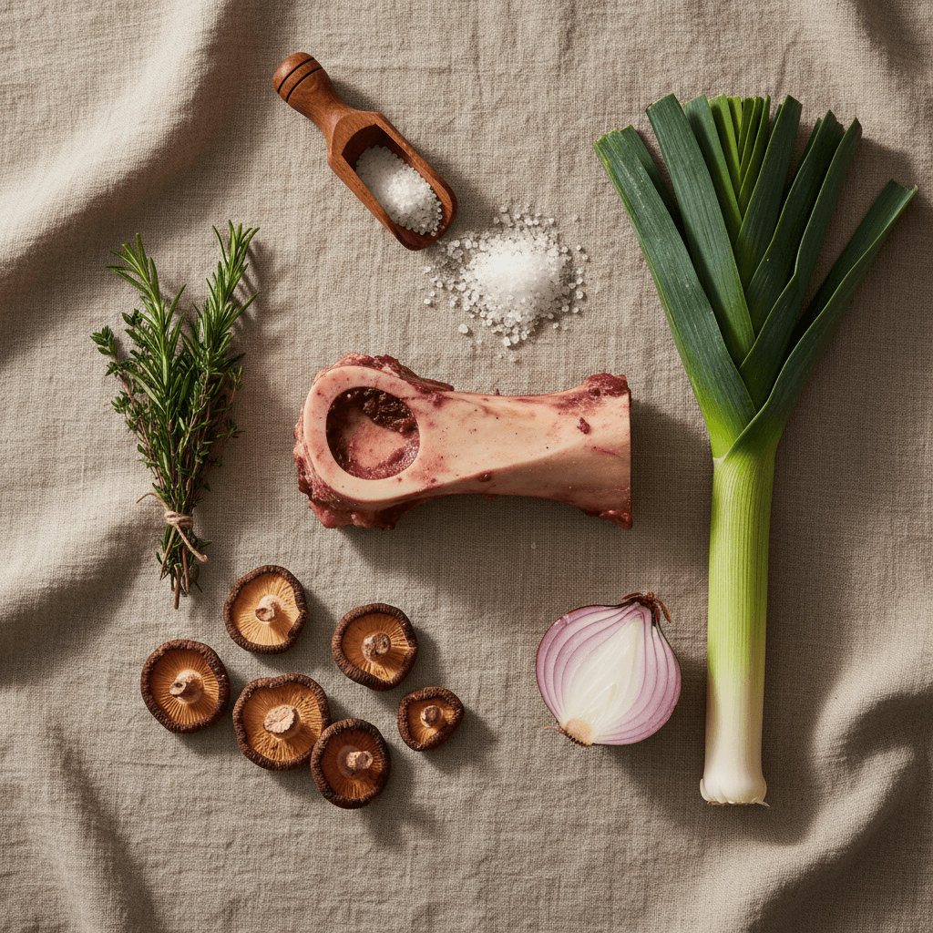 Clean-label ingredients arranged minimally